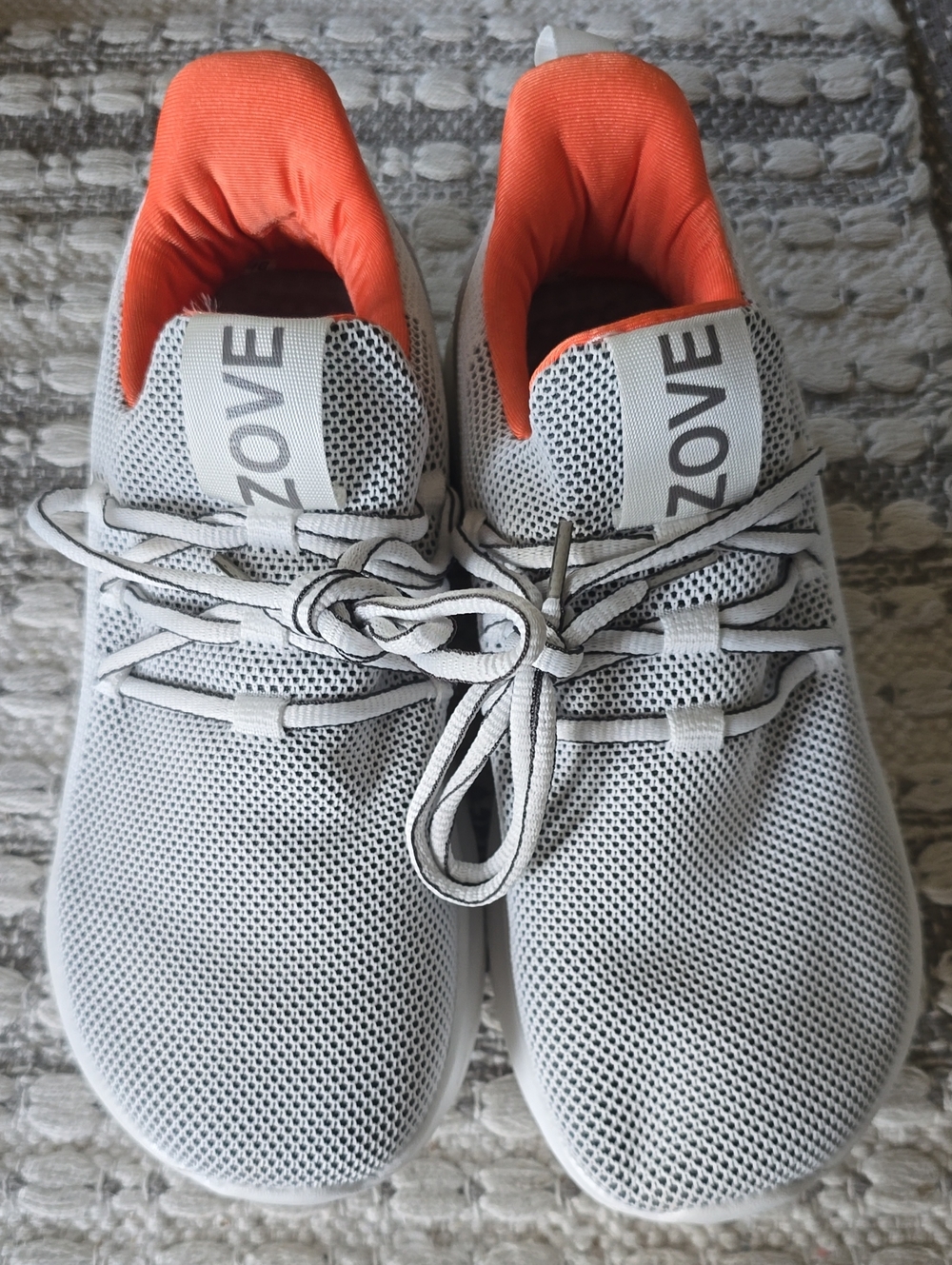 Lightweight Women's Athletic Sneakers - White with Orange Interior
